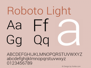 Roboto Light Version 1.100140; 2013 Font Sample