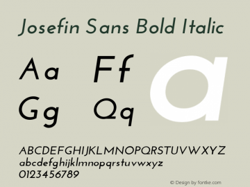 Josefin Sans Bold Italic Version 1.0 Font Sample