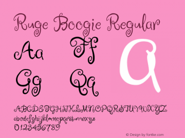 Ruge Boogie Regular Version 1.003 Font Sample