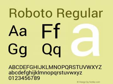 Roboto Regular Version 1.100140; 2013 Font Sample