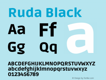 Ruda Black Version 1.002 Font Sample