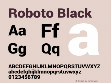 Roboto Black Version 1.100140; 2013 Font Sample
