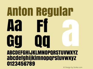 Anton Regular Version 1.000图片样张