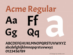 Acme Regular Version 1.001 Font Sample