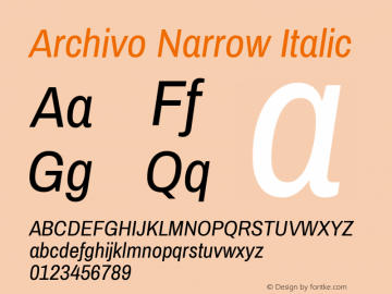 Archivo Narrow Italic 1.002; ttfautohint (v0.8)图片样张