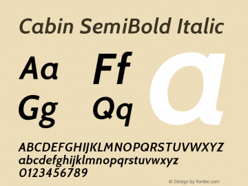 Cabin SemiBold Italic Version 1.006图片样张