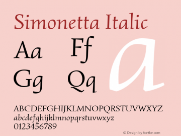 Simonetta Italic Version 1.001 Font Sample