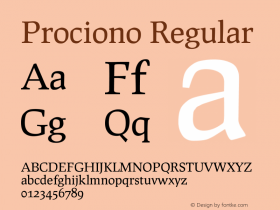 Prociono Regular Version 2.301 Font Sample