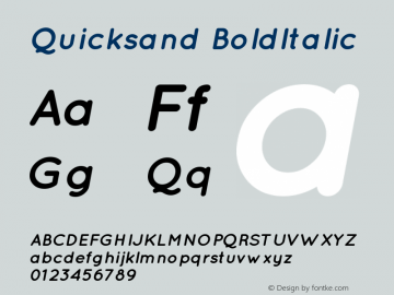 Quicksand BoldItalic Version 001.001 Font Sample