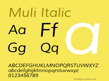 Muli Italic Version 1.000图片样张
