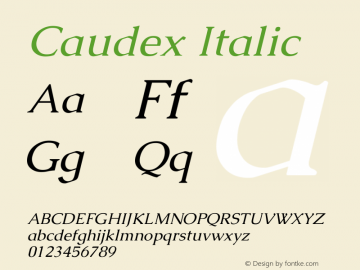 Caudex Italic Version 1.01 Font Sample