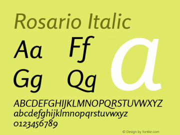 Rosario Italic Version 1.003 Font Sample