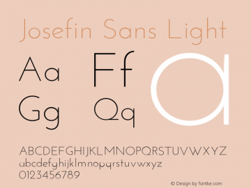 Josefin Sans Light Version 1.0 Font Sample