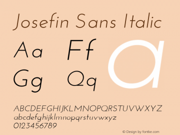 Josefin Sans Italic Version 1.0 Font Sample