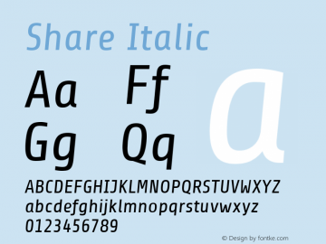Share Italic Version 1.001 Font Sample