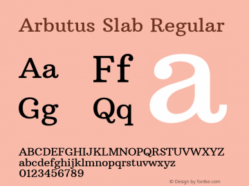 Arbutus Slab Regular Version 1.001; ttfautohint (v0.92) -l 10 -r 16 -G 200 -x 7 -w 