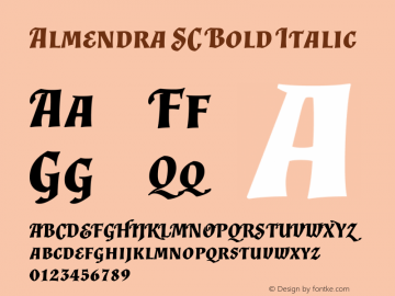 Almendra SC Bold Italic Version 1.003图片样张