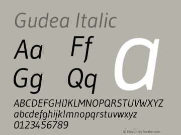 Gudea Italic Version 1.002 Font Sample