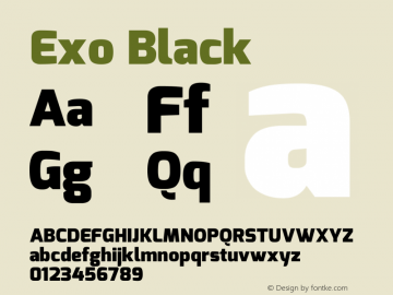 Exo Black Version 1.00 Font Sample