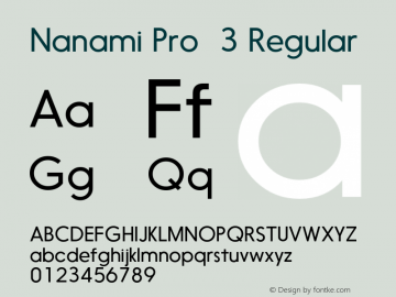 Nanami Pro  3 Regular Version 1.003;PS 001.003;hotconv 1.0.70;makeotf.lib2.5.58329;com.myfonts.easy.thinkdust.nanami-pro.light.wfkit2.version.4m43图片样张