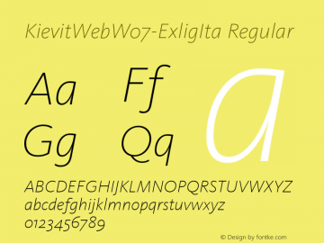 KievitWebW07-ExligIta Regular Version 7.504 Font Sample