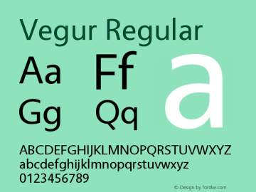 Vegur Regular Version 1.000;PS 007.000;hotconv 1.0.70;makeotf.lib2.5.58329 Font Sample