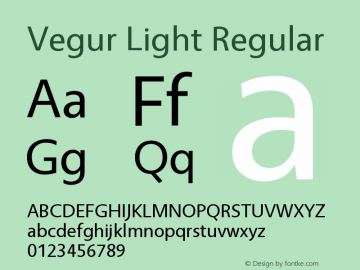 Vegur Light Regular Version 1.000;PS 007.000;hotconv 1.0.70;makeotf.lib2.5.58329 Font Sample