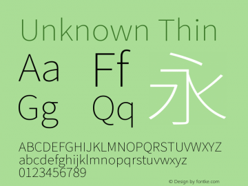 Unknown Thin Version 1.0 Font Sample