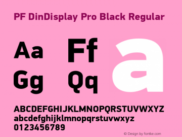 PF DinDisplay Pro Black Regular Version 2.009 Font Sample