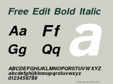 Free Edit Bold Italic Version 1.000;PS 001.001;hotconv 1.0.56 Font Sample