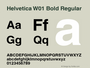 Helvetica W01 Bold Regular Version 1.00 Font Sample
