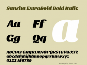 Sansita ExtraBold Bold Italic Version 1.005;PS 001.005;hotconv 1.0.70;makeotf.lib2.5.58329图片样张