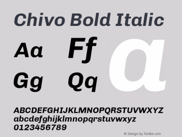 Chivo Bold Italic Version 1.003;PS 001.003;hotconv 1.0.70;makeotf.lib2.5.58329 Font Sample