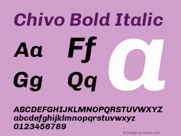 Chivo Bold Italic Version 1.003;PS 001.003;hotconv 1.0.70;makeotf.lib2.5.58329 Font Sample