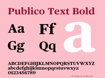 Publico Text Bold Version 2.000;PS 002.000;hotconv 1.0.57;makeotf.lib2.0.21895 Font Sample