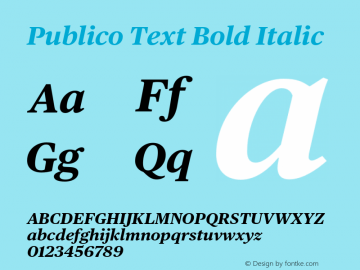 Publico Text Bold Italic Version 2.000;PS 002.000;hotconv 1.0.57;makeotf.lib2.0.21895 Font Sample