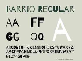 Barrio Regular Version 1.004;PS 001.004;hotconv 1.0.70;makeotf.lib2.5.58329 Font Sample