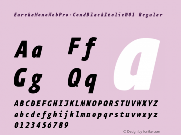 EurekaMonoWebPro-CondBlackItalicW01 Regular Version 7.504 Font Sample