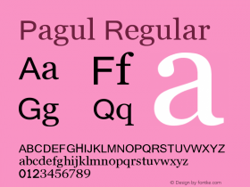 Pagul Regular Version 1.0 2011 Initial Release Font Sample