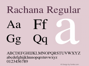 Rachana Regular Rachana:04;Revision:0.200 Font Sample