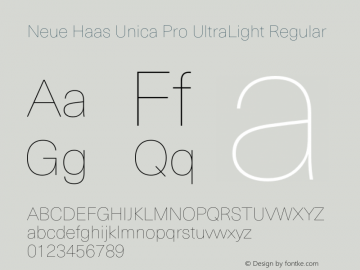 Neue Haas Unica Pro UltraLight Regular Version 1.00 Font Sample