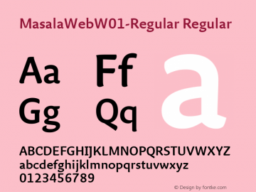 MasalaWebW01-Regular Regular Version 7.504 Font Sample