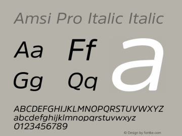 Amsi Pro Italic Italic Version 1.40 Font Sample