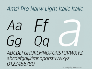 Amsi Pro Narw Light Italic Italic Version 1.40 Font Sample