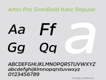 Amsi Pro SemiBold Italic Regular Version 1.40 Font Sample