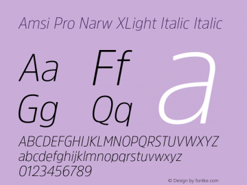 Amsi Pro Narw XLight Italic Italic Version 1.40 Font Sample