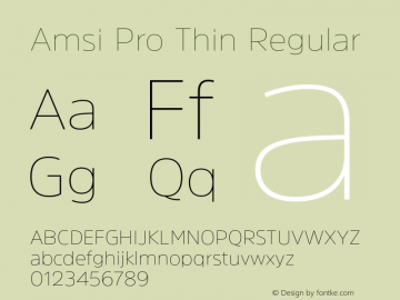 Amsi Pro Thin Regular Version 1.40 Font Sample