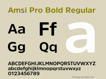 Amsi Pro Bold Regular Version 1.40 Font Sample