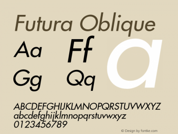 Futura Oblique Version 001.002 Font Sample