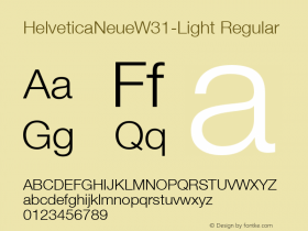 HelveticaNeueW31-Light Regular Version 1.10图片样张